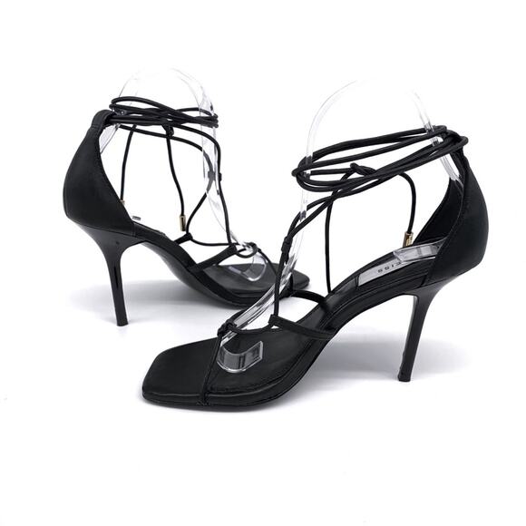 REISS Kali High Leather Strappy Wrap Sandals Black 37 (6) - Picture 5 of 13